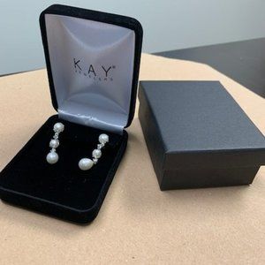 Kay Pearl and Diamond Drop Earrings